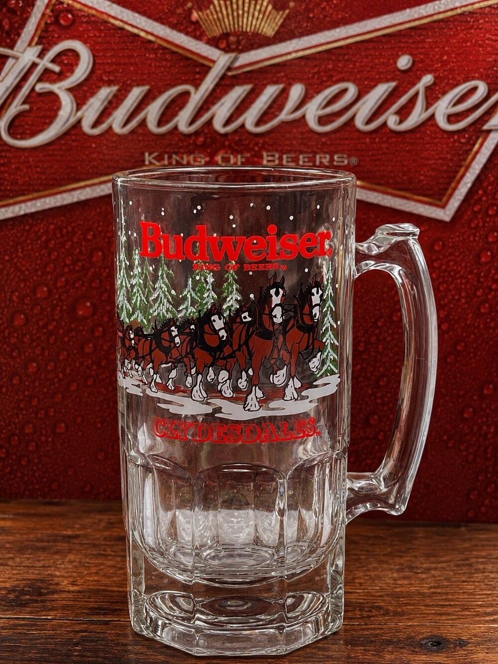 🎄 Vintage 1988 Budweiser Clydesdales Holiday Beer Mug Stein 🍺